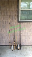Eight assorted fishing rods – assorted sizes and