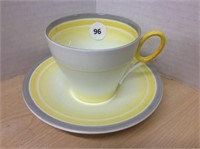 Shelley Cup & Saucer - Art Deco (yellow/grey)
