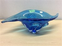 Heavy Blue Art Glass Bowl