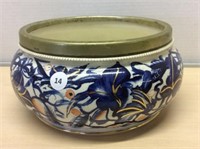 Blue  Floral Bowl With Gold Rim
