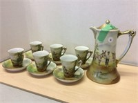 Bavaria Cocoa Pot & 6 Cups & Saucers - Donkey