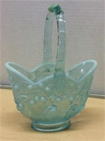 Fenton Blue Opalescent Lily Of The Valley Basket
