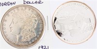 Coin 1921 Morgan Silver Dollar & Pony Express .999