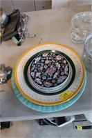 TERRA ROSE PLATES AND 3 ORIENTIAL PLATES