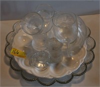 2 EGG PLATES AND GOBLETS