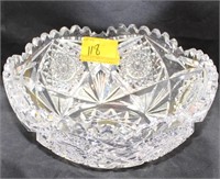 3 1/2 X 8 INCH CUT GLASS BOWL WITH CHIPS