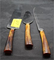 3 PC STAINLESS KNIFE SERVING SET