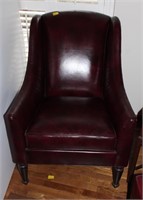 RED LEATHER CHAIR AND OTTOMAN