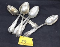 6 STERLING SILVER SPOONS  PAT. 1892