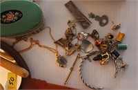 CELLULOID DRESSER SET WTH EARRINGS, SCISSORS,