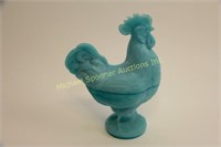 FRENCH MILK GLASS ROOSTER CANDY DISH