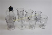 EIGHT PIECES OF ASSORTED VICTORIAN PRESSED GLASS