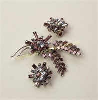 SIGNED SHERMAN BROOCH AND EARRINGS