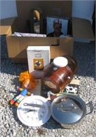 Mr. Beer home brewing kit, placemats, wall clock,