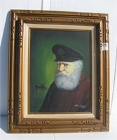 Ornate framed sailor oil on canvas painting
