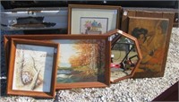 (4) Framed pieces including hand embroidered,