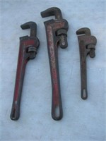 (3) Pipe wrenches including Sears, Ridgid, etc.
