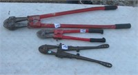(3) Various size bolt cutters from 16" to 36".