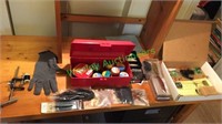 Assorted trout fishing supplies and fly making