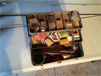 Vintage rod and reel and tackle box