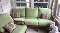 Wicker couch and matching chair