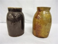 2 Stonware Salt Glazed Pickle Jars