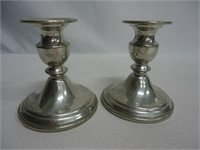 Pair of Weighted Pewter Candle Sticks