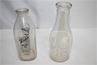 2 Milk Bottles- Virden Dairy Co. Virden IL &