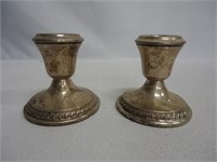 Pair of Sterling Sliver Weighted Candle Sticks