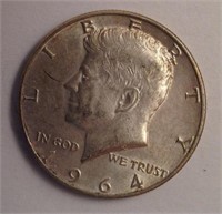1964 Silver Kennedy Half Dollar - No Mintmark