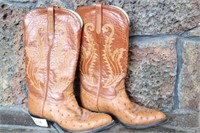 Pair "CORRAL" Genuine Ostrich Leather Boots