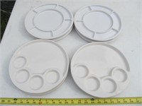 2 Sets of 4 - Heavy Stoneware Divided Snack Plates