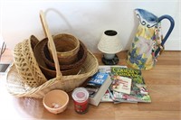 Collection of Baskets, Magazines, Candles...