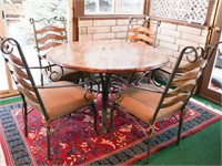 Wood & Metal Round Dining table & 4 Chairs