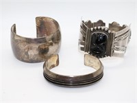(3) Sterling Silver Cuff Bracelets