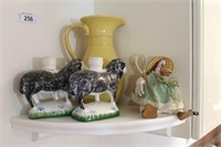 (3) Decor Pitchers, (2) Sheep Candle Holders...