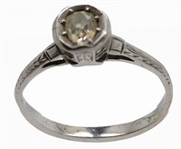 14k White Gold Engagement Ring - Size 7-1/4