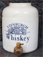 "Edinburgh Whiskey" Jug w/Wood Spigot