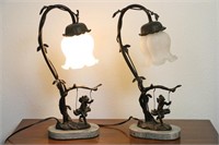 Art Nouveau Lamps w/Fairies