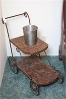 Metal Serving Cart Side Table & Ice Bucket