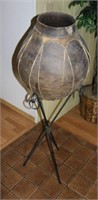 Large Water Gourd on Metal Stand