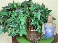 Basket of Silk Ivy, Pottery Bowl....