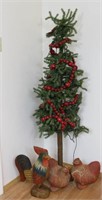 Farmhouse Style Roosters & Tree w/String of