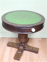 Round Leather Inlay End Table
