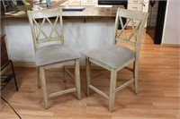 Pair of Light Wood Bar Stool Chairs
