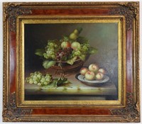 Ornate Framed Original Fruit Painting Signed