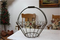 Large Farmhouse Style Metal Basket w/Handle
