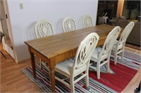 Harvest Table with Six Light Wood Chairs