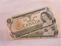 Lot of (2) One Dollar Canadian Notes