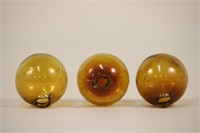 Lot of 3 Antique Glass Target Balls, 3 Amber
